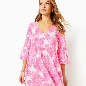 Lilly Pulitzer Jannie Dress in Palm Beach Pink Toile EUC